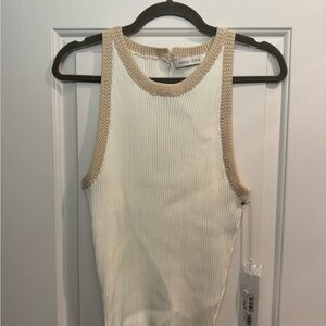 Wilfred Cream and Tan Ribbed Tank Top